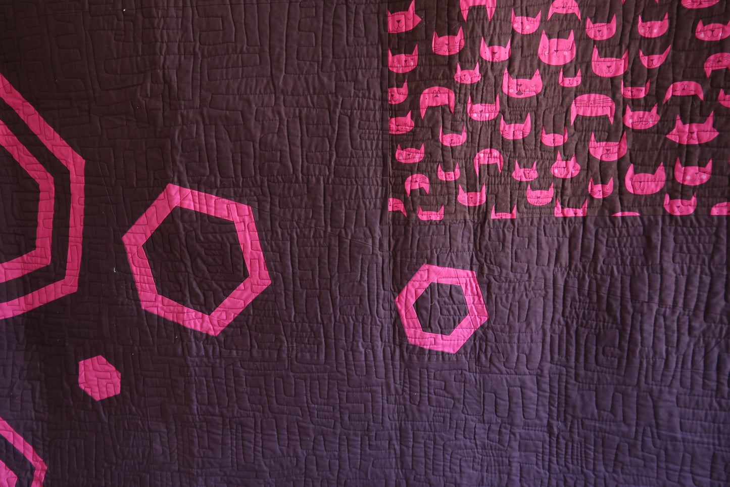 improv echoed hex - PUBLISHED QUILT - twin size